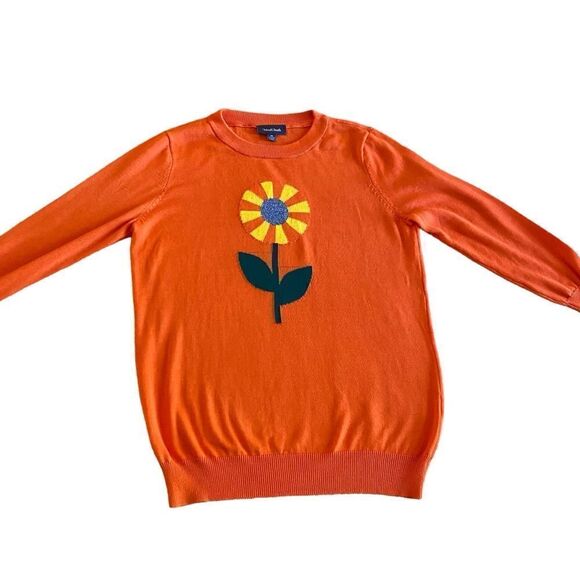 EUC Modcloth Happy Flower Orange Sweater - Picture 2 of 10